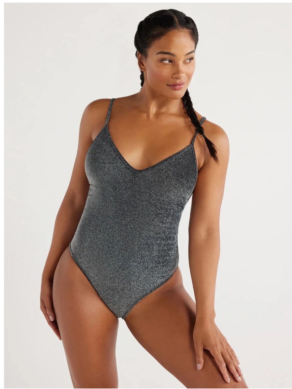 Love & Sports Woman’s Metallic V-neck One piece Swimsuit